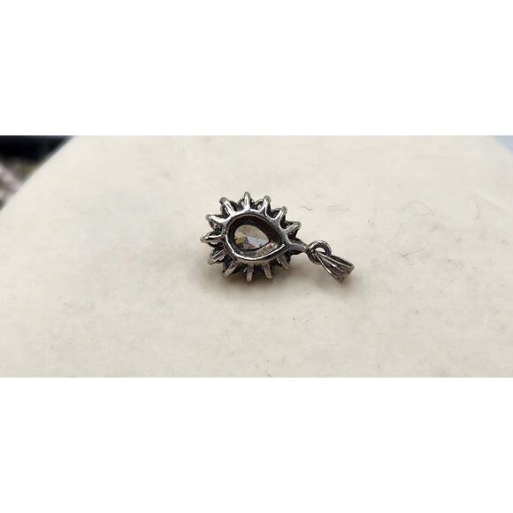 Vintage CZ Pendant Pear Shaped Center Stone WIth Accents - Picture 3 of 5